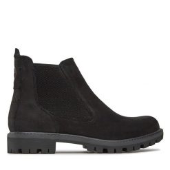 Sztyblety Tamaris. Czarne botki Tamaris, bez wzorów, bez obcasa, na płaskiej podeszwie, bez zapięcia. Za 269.99 zł.