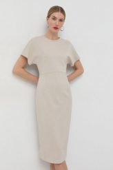 Max Mara Leisure sukienka kolor beżowy mini dopasowana. Brązowe sukienki Max Mara Leisure, m, bez wzorów, z dzianiny, bez kołnierzyka, bez ramiączek, mini, dopasowane. Za 1,039.90 zł.