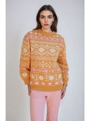 Monki Sweter w kolorze pomarańczowo-białym rozmiar: M. Pomarańczowe swetry Monki, m, bez wzorów, z bawełny, bez ramiączek. Za 43.99 zł.