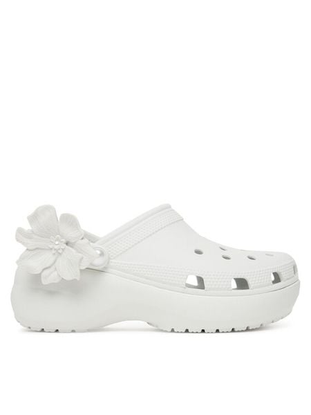 Crocs Klapki Classic Bouquet Platform Clog 211292 Biały. Białe klapki Crocs, bez wzorów, z tworzywa sztucznego, bez obcasa, bez zapięcia. Za 319.99 zł.