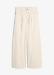 Jeansy super wide leg palazzo, mid waist. Niebieskie jeansy bonprix, bez wzorów, z jeansu. Za 139.99 zł.