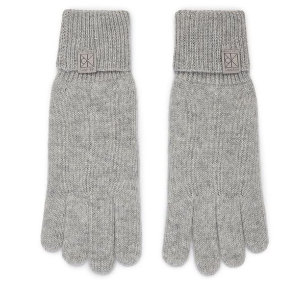 Rękawiczki Calvin Klein. Szare rękawiczki Calvin Klein, bez wzorów, z dzianiny. Za 329.99 zł.
