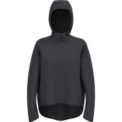 Bluza damska Odlo Mid layer hoody Active 365 knit. Czarne bluzy ODLO, m, bez wzorów, z bawełny, eleganckie, bez ramiączek, z kapturem. Za 549.99 zł.