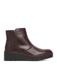 Rieker Botki CEO-X9165-27 Brązowy ciemny. Brązowe botki Rieker, bez wzorów, ze skóry, bez obcasa, na koturnie, bez zapięcia. Za 429.99 zł.