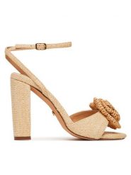 DeeZee Sandały F0812-22 Beżowy. Brązowe sandały DeeZee, bez wzorów, z materiału, bez obcasa, na słupku, bez zapięcia. Za 149.99 zł.