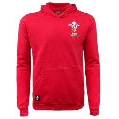 Bluza z kapturem Walia Rugby XV Merch CA Groc. Czerwone bluzy Macron, bez wzorów, z dresówki, sportowe, bez ramiączek, z kapturem. Za 296.50 zł.