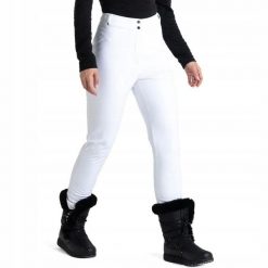 Softshellowe spodnie narciarskie dla kobiet Dare2B Sleek II DWL562. Białe spodnie narciarskie Dare 2b, bez wzorów, z tkaniny, narciarskie. Za 149.99 zł.