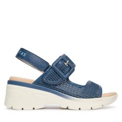 Sandały Hispanitas. Niebieskie sandały Hispanitas, bez wzorów, bez obcasa, na płaskiej podeszwie, bez zapięcia. Za 609.99 zł.