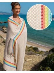Samimi Chusta hammam "Rainbow" w kolorze beżowym ze wzorem - 180 x 100 cm rozmiar: onesize. Brązowe chusty Samimi, bez wzorów, z bawełny. Za 77.45 zł.