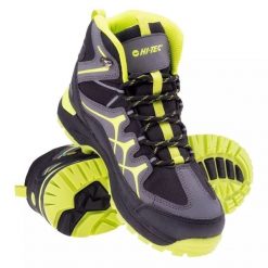 Buty Hi-Tec Miko Mid Wp Teen 92800184588 szare. Szare buty trekkingowe z gumy, przed kolano, bez zapięcia. Za 306.83 zł.