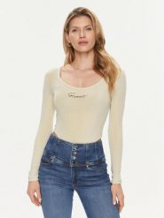 Guess Body Allycia V4RP05 KC2V0 Beżowy Slim Fit. Brązowe body i gorsety Guess, z aplikacjami, z syntetyku, bez ramiączek. Za 139.99 zł.