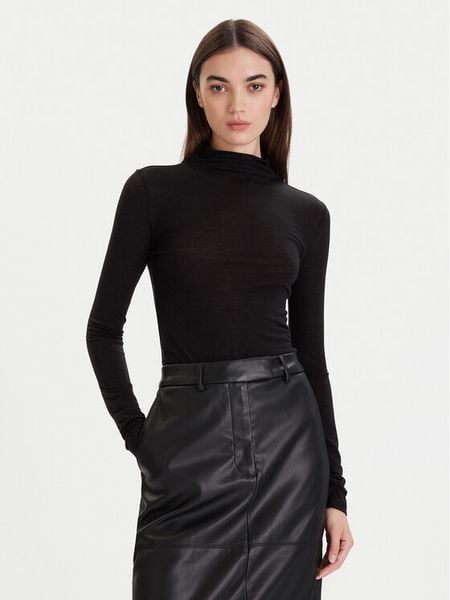 Calvin Klein Sweter LV044D239G Czarny Slim Fit. Czarne swetry Calvin Klein, xl, bez wzorów, z lyocellu, bez ramiączek. Za 209.99 zł.