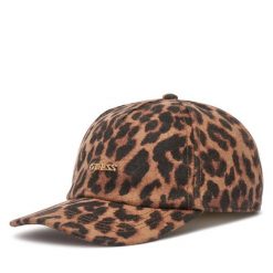 Czapka z daszkiem Guess. Brązowe czapki z daszkiem Guess, z aplikacjami. Za 194.99 zł.