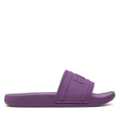 Klapki Fila. Fioletowe klapki Fila, bez wzorów, sportowe, bez obcasa, bez zapięcia. Za 119.99 zł.