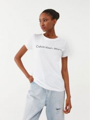 Calvin Klein Jeans T-Shirt J20J220253 Biały Slim Fit. Białe t-shirty Calvin Klein Jeans, xs, bez wzorów, z bawełny, bez kołnierzyka, bez ramiączek. Za 129.99 zł.