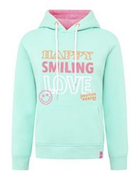 Zwillingsherz Bluza "Happy Smiling Love" w kolorze miętowym rozmiar: L. Niebieskie bluzy z kapturem Zwillingsherz, l, bez wzorów, z kapturem. Za 221.15 zł.
