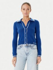 Guess Jeans Kardigan W5YR32 Z3HO2 Niebieski Regular Fit. Niebieskie swetry Guess Jeans, xl, z aplikacjami, z jeansu, bez ramiączek. Za 289.99 zł.