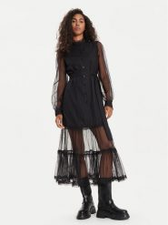 TWINSET Sukienka koktajlowa 241TT2040 Czarny Regular Fit. Czarne sukienki Twinset, bez wzorów, z bawełny, wizytowe, bez kołnierzyka, bez ramiączek. Za 1,219.00 zł.
