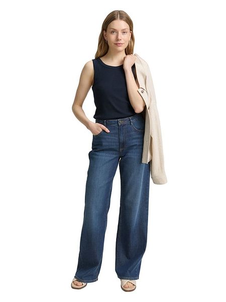 Tom Tailor Top w kolorze granatowym rozmiar: XL. Niebieskie topy Tom Tailor, xl, bez wzorów, z bawełny, bez kołnierzyka, bez ramiączek. Za 43.78 zł.