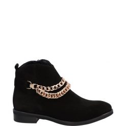 KLASYCZNE CZARNE SZTYBLETY 71203 VELUR NERO. Czarne botki Venezia, bez wzorów, ze skóry, klasyczne, bez obcasa, bez zapięcia. Za 239.00 zł.