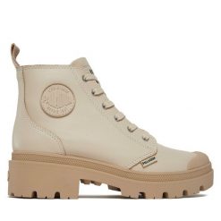 Trapery Palladium. Szare traperki Palladium, bez wzorów, bez obcasa, bez zapięcia. Za 639.99 zł.