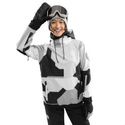 Kurtka snowboardowa damska W1-W Tibet. Szare kurtki narciarskie SIROKO, xs, bez wzorów, z softshellu, bez kaptura, narciarskie. W wyprzedaży za 297.00 zł.