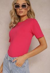 Różowy Klasyczny T-shirt z Bawełny Knautia. Czerwone t-shirty sportowe Renee, l, bez wzorów, z bawełny, bez ramiączek. W wyprzedaży za 23.99 zł.