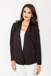Stylowy Żakiet z Wolnymi Połami - Czarny. Czarne marynarki i żakiety Figl, m, bez wzorów, z materiału, eleganckie, bez ramiączek. Za 239.00 zł.