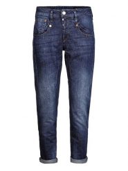 Herrlicher Dżinsy - Tapered fit - w kolorze granatowym rozmiar: W24. Niebieskie jeansy Herrlicher, z aplikacjami, ze skóry, klasyczne, z podwyższonym stanem. Za 176.08 zł.