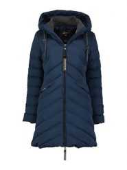 Geographical Norway Płaszcz pikowany "Clarisal" w kolorze granatowym rozmiar: XXL. Niebieskie płaszcze Geographical Norway, xxl, z aplikacjami, bez kaptura. Za 214.19 zł.