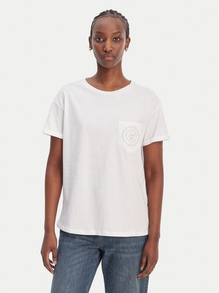 Liu Jo T-Shirt WA6372 JS923 Biały Regular Fit. Białe t-shirty Liu Jo, s, bez wzorów, z bawełny, bez kołnierzyka, bez ramiączek. Za 185.99 zł.
