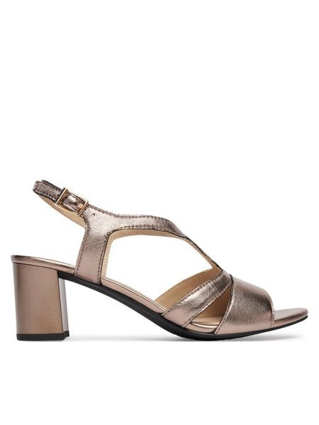 Caprice Sandały 9-28308-46 Złoty. Żółte sandały Caprice, bez wzorów, ze skóry, bez obcasa, na słupku, bez zapięcia. Za 235.99 zł.