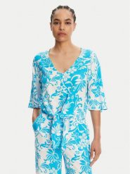 Gaudi Bluzka 511BD45022 Niebieski Regular Fit. Niebieskie bluzki Gaudi, bez wzorów, z wiskozy, bez kołnierzyka, bez ramiączek. Za 229.99 zł.