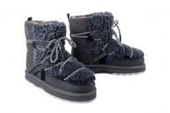 EMU AUSTRALIA Blurred Teddy W13196 charcoal, śniegowce damskie. Szare botki Emu Australia, bez wzorów, z gumy, bez obcasa, bez zapięcia. Za 622.93 zł.