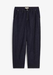 Dżinsy Balloon mid waist, cropped. Niebieskie jeansy bonprix, bez wzorów, z jeansu, krótkie. Za 149.99 zł.