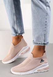 Beżowe Buty Sportowe Amathane. Brązowe buty sportowe lifestyle Renee, z aplikacjami, przed kostkę, bez zapięcia. Za 49.99 zł.