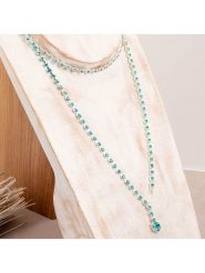 LA CHIQUITA Naszyjnik "Galane" z kryształami - dł. 70 cm rozmiar: onesize. Niebieskie naszyjniki LA CHIQUITA, z materiału, z kryształem. Za 83.62 zł.