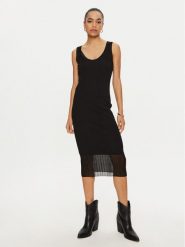 PINKO Sukienka koktajlowa 103540 A1ND Czarny Slim Fit. Czarne sukienki Pinko, m, bez wzorów, z bawełny, wizytowe, bez kołnierzyka, bez ramiączek. Za 379.99 zł.