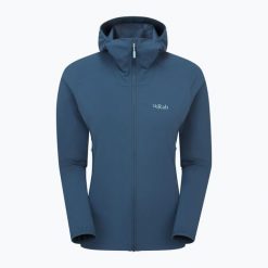 Kurtka softshell damska Rab Borealis Hoody. Niebieskie kurtki RAB, bez wzorów, z softshellu, sportowe, bez kaptura. Za 459.99 zł.