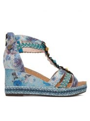 Laura Vita Sandały Fayco 72 Niebieski. Niebieskie sandały LAURA VITA, bez wzorów, ze skóry, bez obcasa, na koturnie, bez zapięcia. Za 449.99 zł.