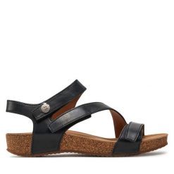 Sandały Josef Seibel. Czarne sandały Josef Seibel, bez wzorów, bez obcasa, na płaskiej podeszwie, bez zapięcia. Za 359.99 zł.
