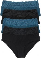 Figi maxi z miekkiej bawełny (4 pary). Czarne figi bonprix, bez wzorów, z bawełny. Za 67.99 zł.