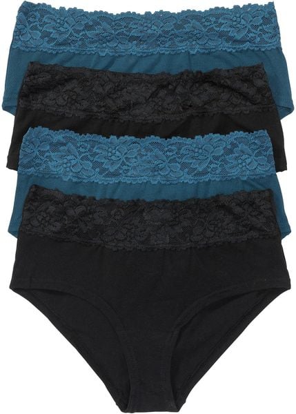 Figi maxi z miekkiej bawełny (4 pary). Czarne figi bonprix, bez wzorów, z bawełny. Za 67.99 zł.