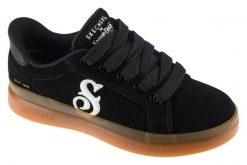 Buty sportowe Sneakersy damskie, Slip-Ins Suede Snoop Cupsole Sneaker. Czarne buty treningowe Skechers, bez wzorów, z materiału, przed kostkę, bez zapięcia, trekkingowe. Za 379.99 zł.
