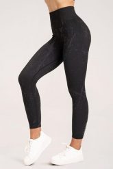 Legginsy fitness damskie Gym Glamour marble. Czarne legginsy GYM GLAMOUR, bez wzorów, z materiału, glamour. Za 159.99 zł.