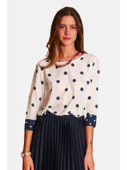 William de Faye Bluzka w kolorze kremowo-granatowym rozmiar: 38. Brązowe bluzki William de Faye, bez wzorów, klasyczne, bez kołnierzyka, bez ramiączek. Za 100.52 zł.