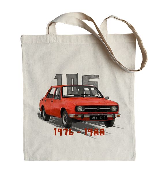 Škoda 105 — torba (Rodzaj nadruku: Škoda 105). Torby podróżne nikiniki, bez wzorów, z bawełny, na ramię, z nadrukiem. Za 29.00 zł.