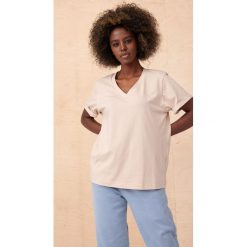T-shirt Damski Mango BS Jasny Beż 2360. Czarne t-shirty blue shadow, bez wzorów, z bawełny, bez kołnierzyka, bez ramiączek. Za 129.90 zł.