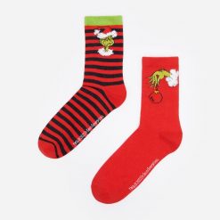 Świąteczne skarpetki 2-pak Grinch - Wielobarwny. Skarpetki House, bez wzorów. W wyprzedaży za 9.99 zł.