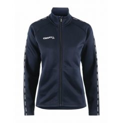Damska kurtka dresowa z pełnym zamkiem błyskawicznym Craft Squad 2.0. Niebieskie kurtki Craft, xl, bez wzorów, z dresówki, eleganckie, z kapturem. Za 245.05 zł.